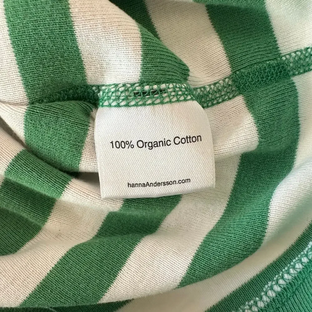 Hanna Andersson Girl’s Striped Short Sleeve John Pajama‎ Top Size 8 130cm Green